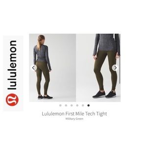 LuLuLemon❄️Winter❄️First Mile Tech Leggings. Olive. Sz 8